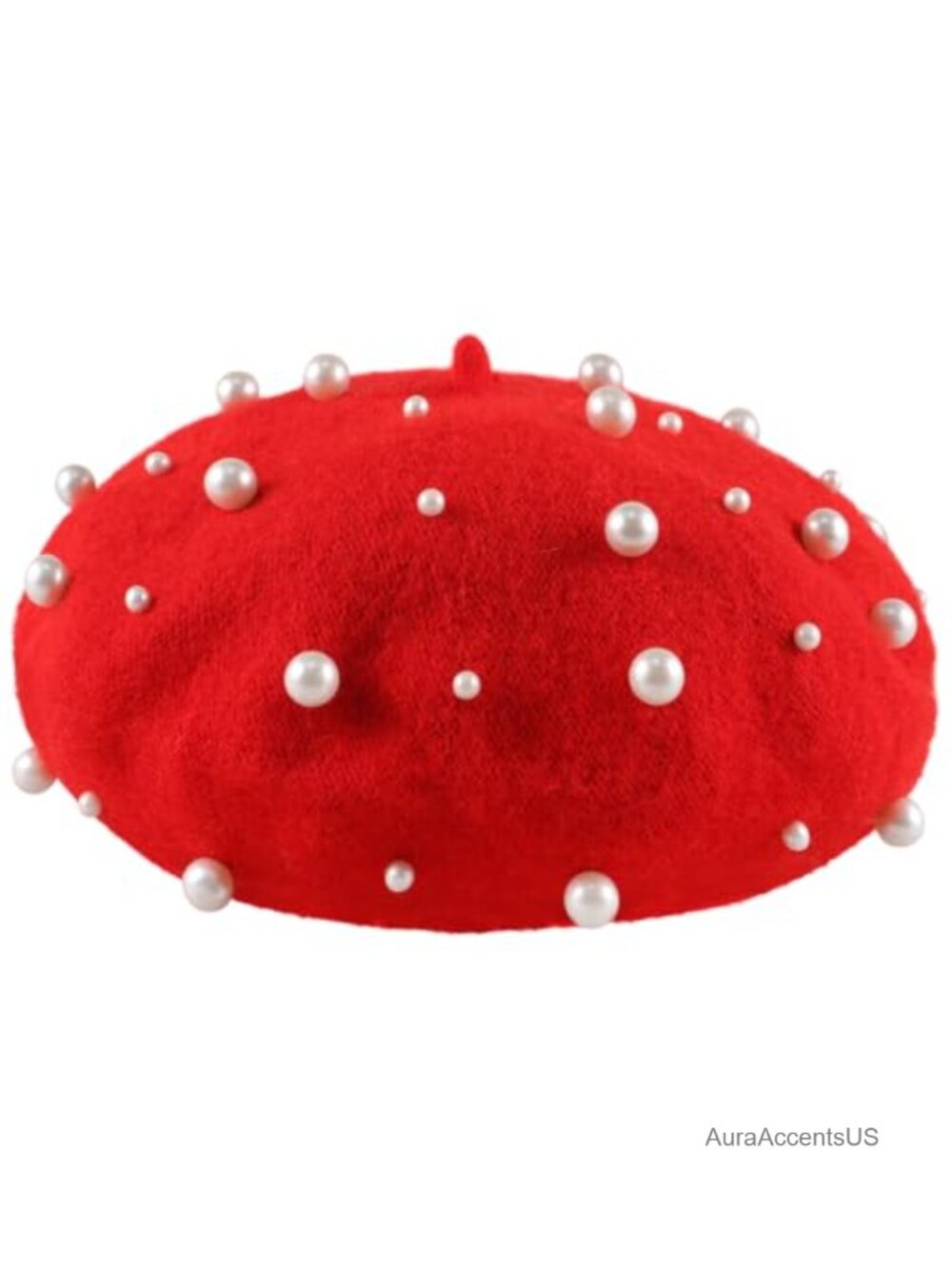 Wool Beret Hat French Style Winter Accessory Polka Dot